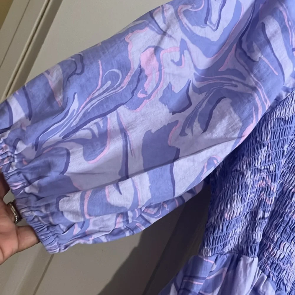 Ava Viv-Swirl dress puff sleeves with back tie 1X - Picture 5 of 5